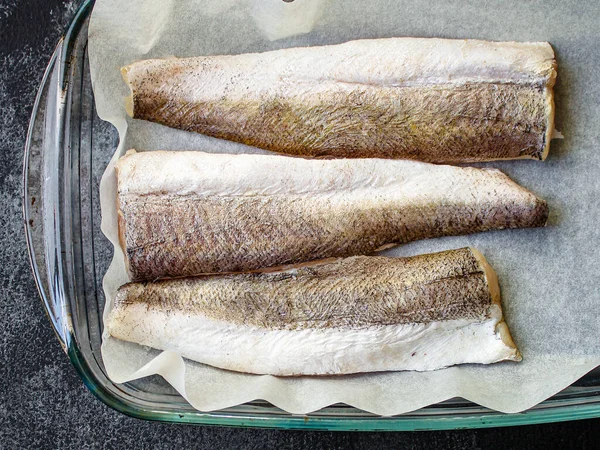 Fisk Kummel Uppsättning Ingredienser För Matlagning Mat Bakgrund Ovanifrån Kopiera — Stockfoto