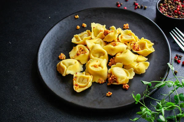 Tortellini Pasta Filling Ravioli Dumplings Second Course Menu Concept Food — Stock Photo, Image