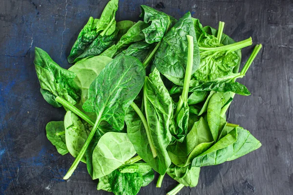 Spinat Frische Grüne Blütenblätter Menükonzept Gesunde Ernährung Lebensmittel Hintergrund Von — Stockfoto