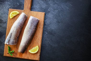 balık çiğ hake (malzeme seti). Yemek geçmişi. Üst Manzara. Boşluk ketojeni ya da paleo diyet pascarian kopyala