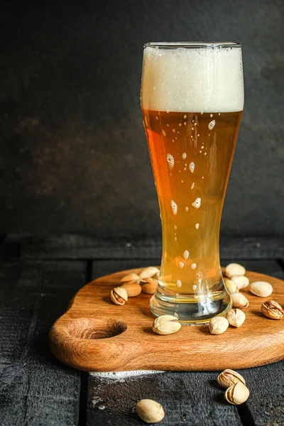 Birra Bicchieri Idea Menu Che Serve Dimensioni Cibo Sfondo Vista — Foto Stock