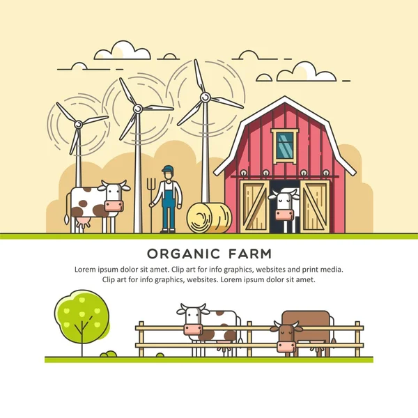 Organikus farm. Vektoros illusztráció. — Stock Vector