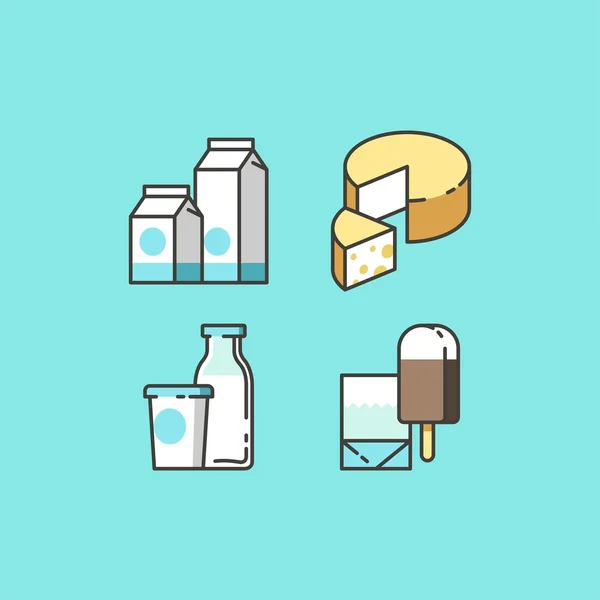 Иконки молока и молочных продуктов для веб и графического дизайна. Векторная иллюстрация . — стоковый вектор