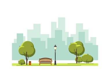 Public park in the city. Vector illustration. clipart