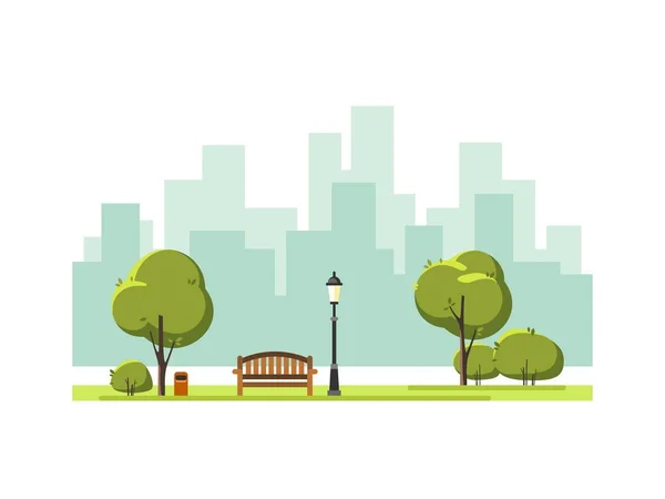 Public park in the city. Vector illustration. — Stock Vector