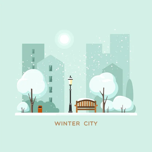 Parc d'hiver dans la ville. Illustration vectorielle . — Image vectorielle