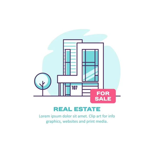 Real estate concept with house for sale. Vector illustration. — Stock Vector