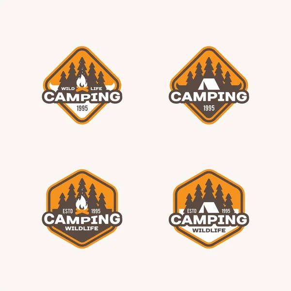 Set of labels on the themes of wildlife, adventure and camping. Vector illustration. — Stock Vector