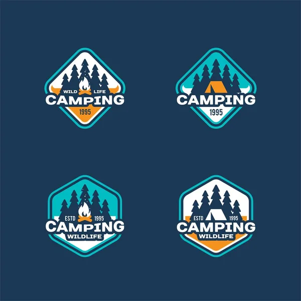 Uppsättning av emblem på teman av vilda djur, äventyr och camping. Vektor logo. — Stock vektor
