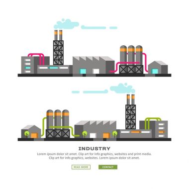 Endüstriyel binalar, üretim. Vektör çizim.