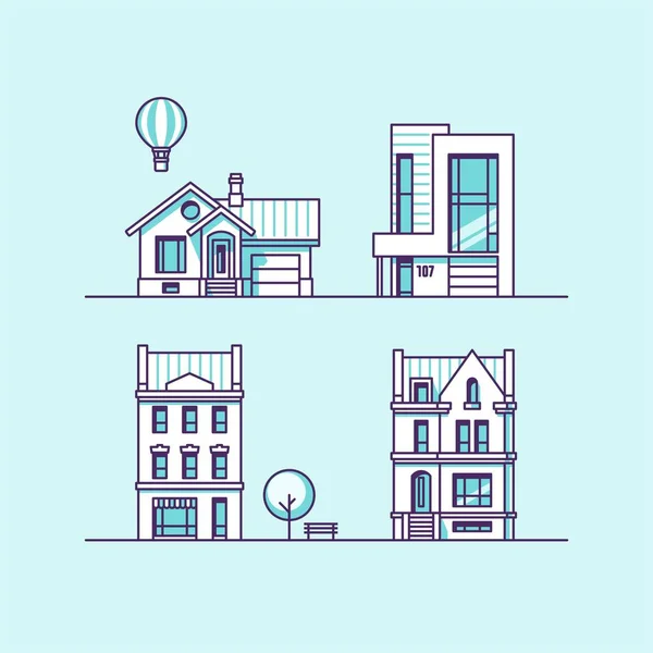 Conjunto de casas. Ilustração vetorial . — Vetor de Stock