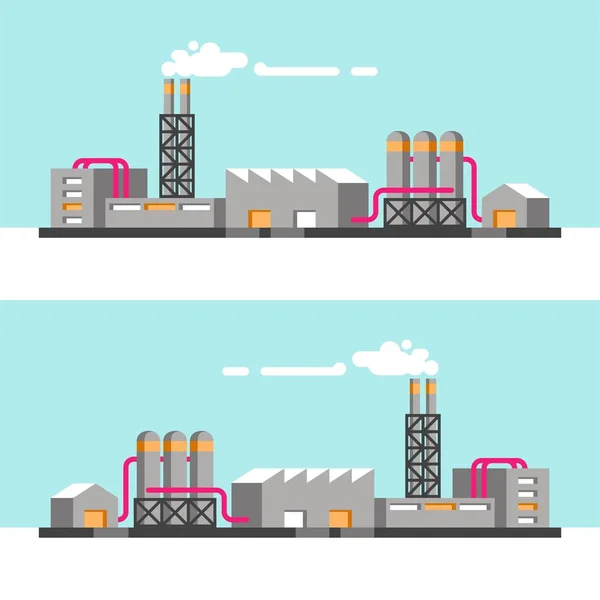 Conjunto de edificios industriales. Ilustración vectorial . — Vector de stock