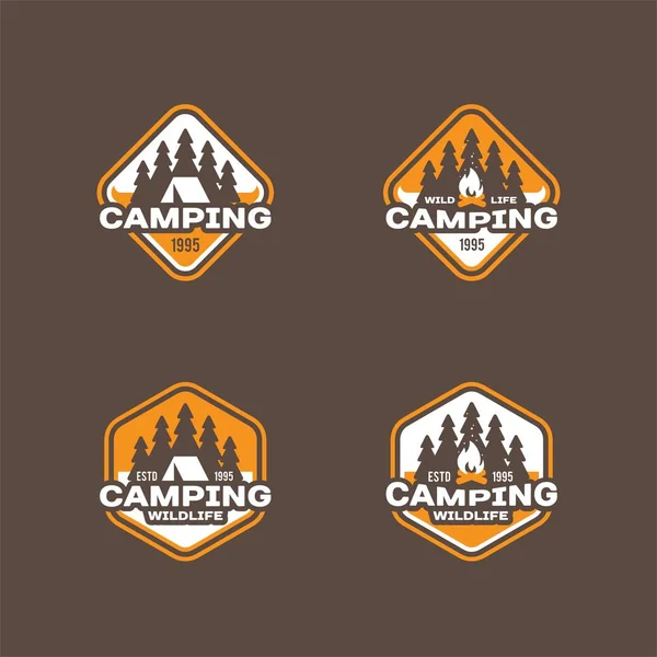 Set of labels on the themes of wildlife, adventure and camping. Vector illustration. — Stock Vector