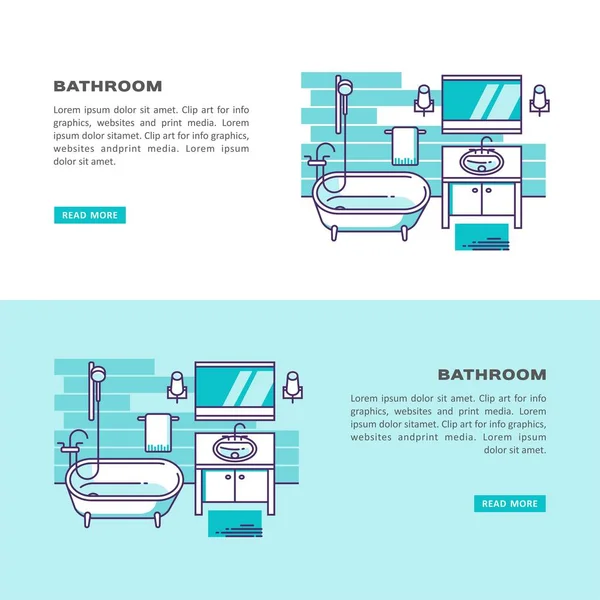 Interiör i ett badrum. Vektorillustration i linjestil. Kan användas för reklam eller web design. — Stock vektor