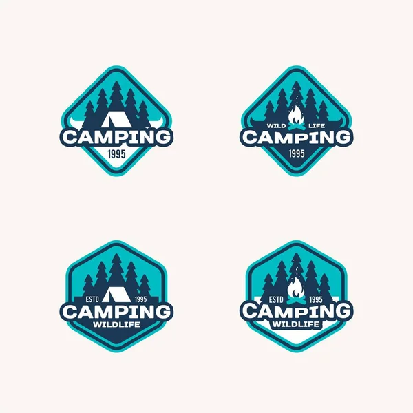 Conjunto de etiquetas sobre los temas de vida silvestre, aventura y camping. Ilustración vectorial . — Vector de stock