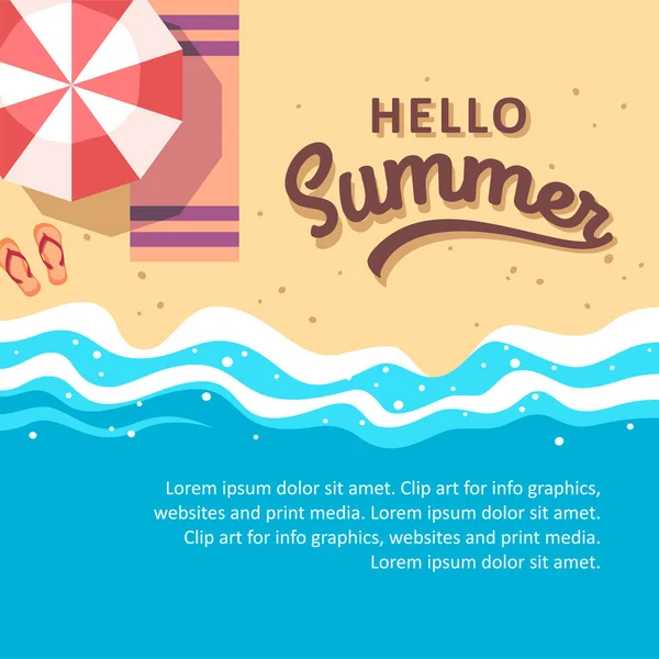 Bonjour illustration vectorielle concept d'été. Modèle pour affiche, bannière, carte, flyer, etc. . — Image vectorielle