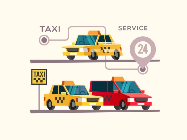 Conceito de serviço de táxi. ilustração vetorial. — Vetor de Stock