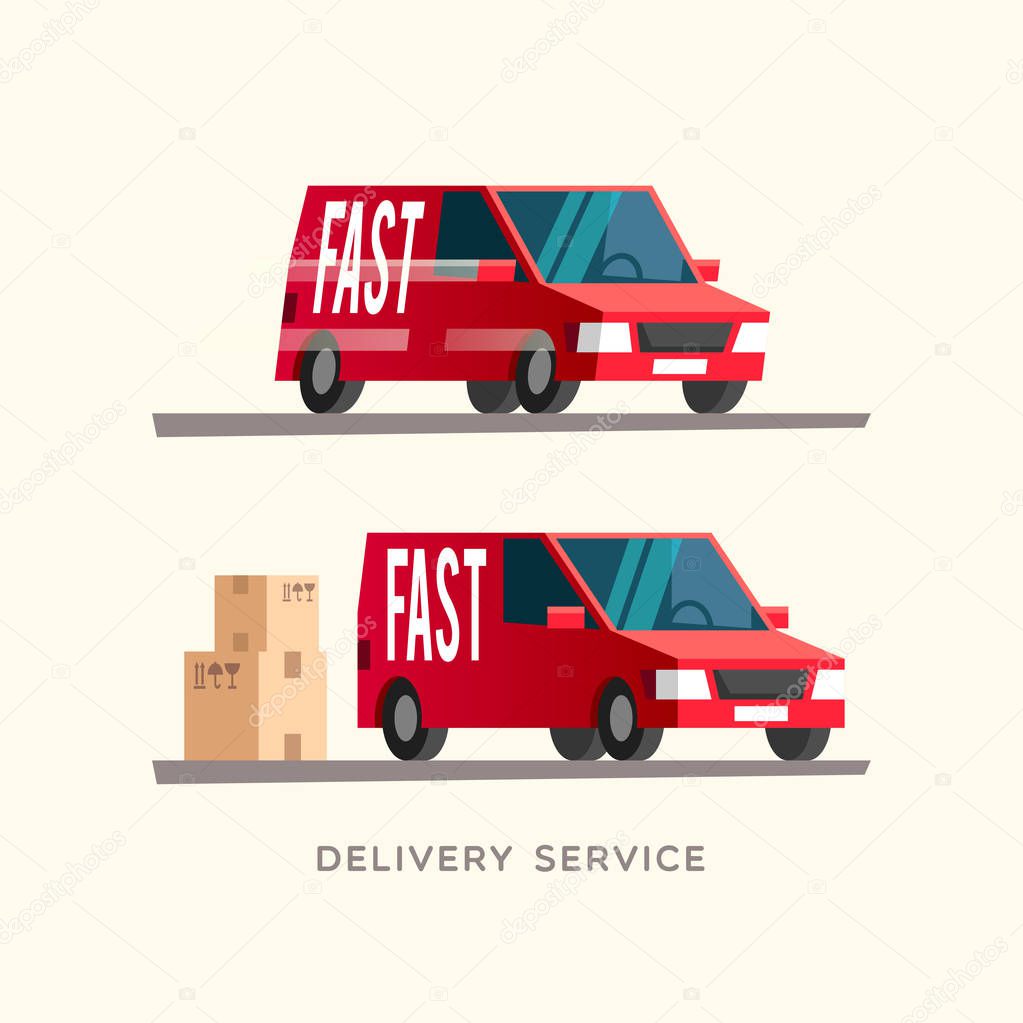Fast delivery service. Shipping van. Vector illustration.