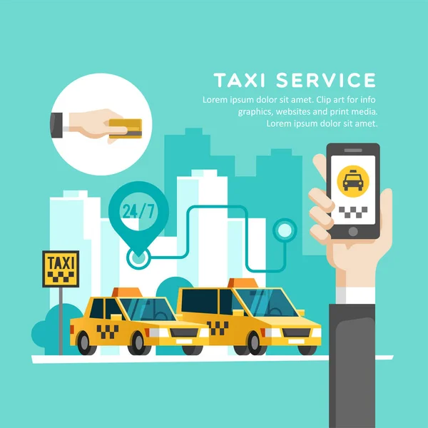 Concetto di servizio taxi. illustrazione vettoriale. — Vettoriale Stock