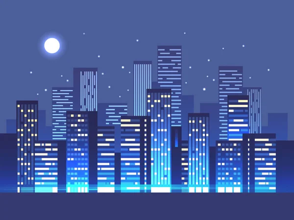 Fundo Cidade Noturna Ilustração Vetorial — Vetor de Stock