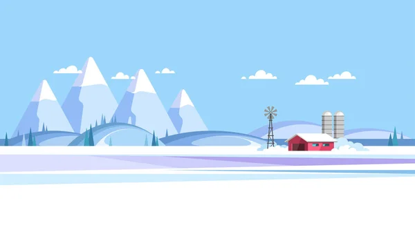 Inverno Paisagem Rural Fundo Ilustração Vetorial — Vetor de Stock