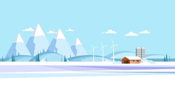 Fondo Paisaje Rural Invierno Ilustración Vectorial — Vector de stock