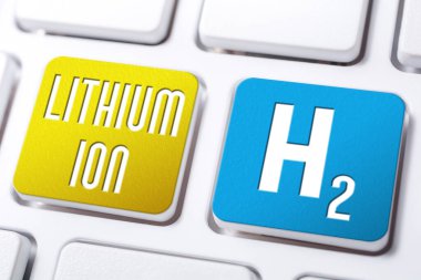 Lithium Ion And H2 Chemical Formula For Hydrogen On Keyboard Buttons, Future Energy Concept