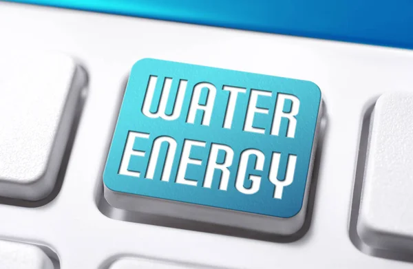 The Words Water Energy On A Blue Keyboard Button, Clean Power Concept — 图库照片