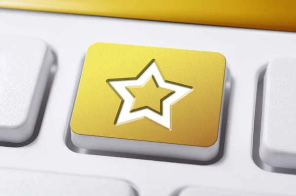 Botão de 1 estrela em um teclado branco, melhor conceito de classificação — Fotografia de Stock