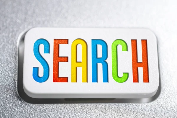 Colorful Search Button On A White Keyboard, Internet Search Concept