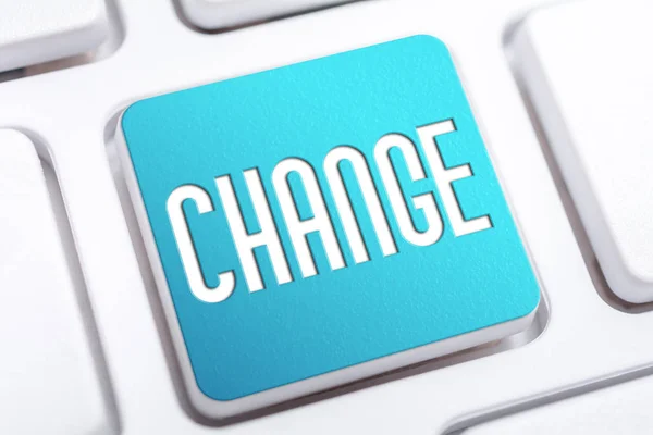 The Word Change On A Blue Keyboard Button, Change Habit And Lifestyle Concept — Stock Photo, Image