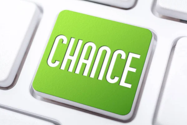 The Word Chance On A Green Keyboard Button, Chance For A Better Life Concept — Stock Photo, Image