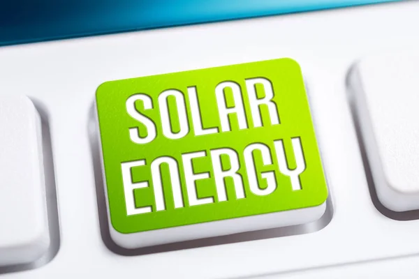 Green Solar Energy Keyboard Button, Clean Power Concept