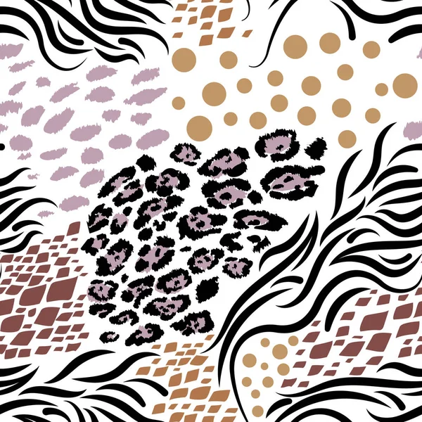 Mélanger Aniskmal Dans Les Impressions Leopard Serpent Zèbre Safari Afrique — Image vectorielle