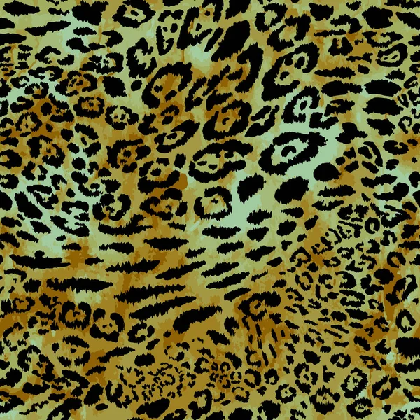 Modèle Sans Couture Léopard Sans Fin Dessiné Main Leopard Animal — Image vectorielle