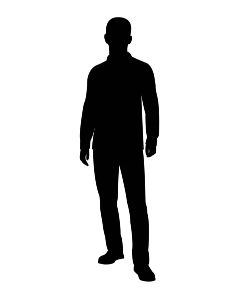 Silhouette Man Standing Men Jeans Shirt People Silhouette Black Vector — Stock Vector