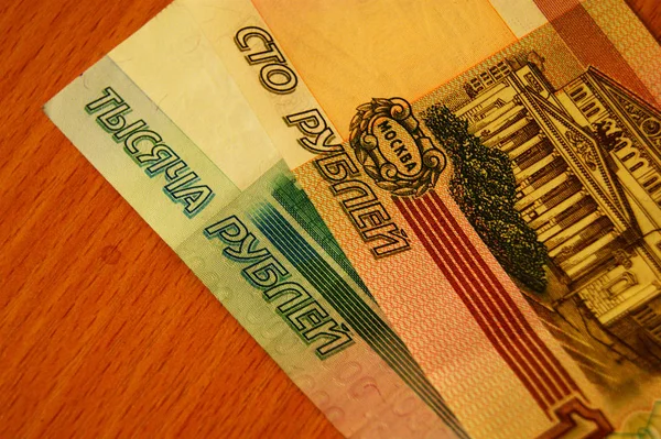 Money, ruble, denomination, one thousand, one hundred, the Russian ruble — Stock Photo, Image