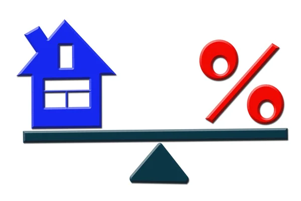 Il segno percentuale e la casa in scala  . — Foto Stock