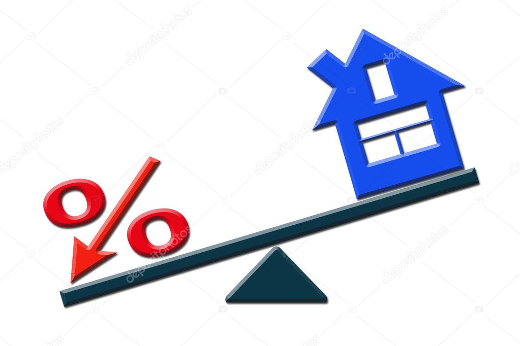 The percent sign and house on scale . 