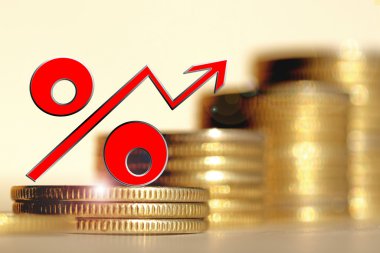 Para bir arka plan üzerinde kırmızı yüzde işareti .