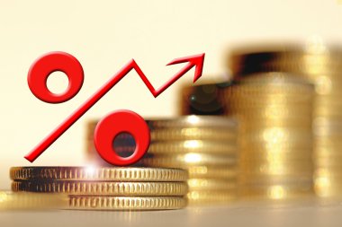 Para bir arka plan üzerinde kırmızı yüzde işareti .