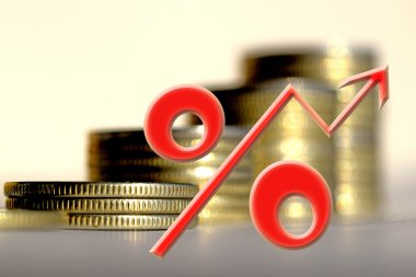 Para bir arka plan üzerinde kırmızı yüzde işareti .