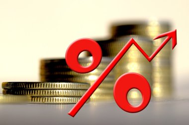 Para bir arka plan üzerinde kırmızı yüzde işareti .