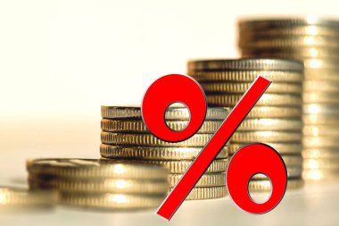 Para bir arka plan üzerinde kırmızı yüzde işareti .