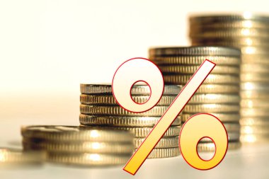 Para bir arka plan üzerinde kırmızı yüzde işareti .