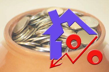 Gayrimenkul ve para arka planda yüzde sembolü