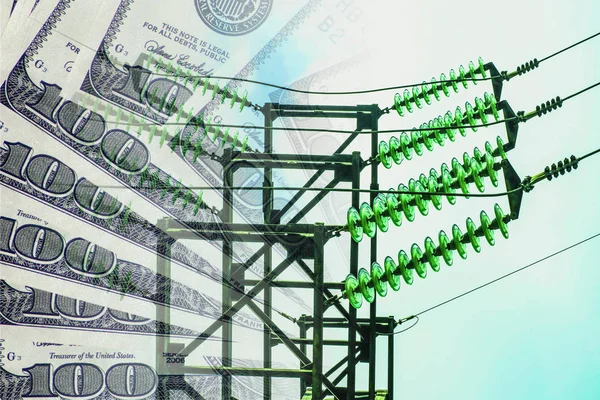 Elektriska nätverket på en bakgrund av pengar . — Stockfoto