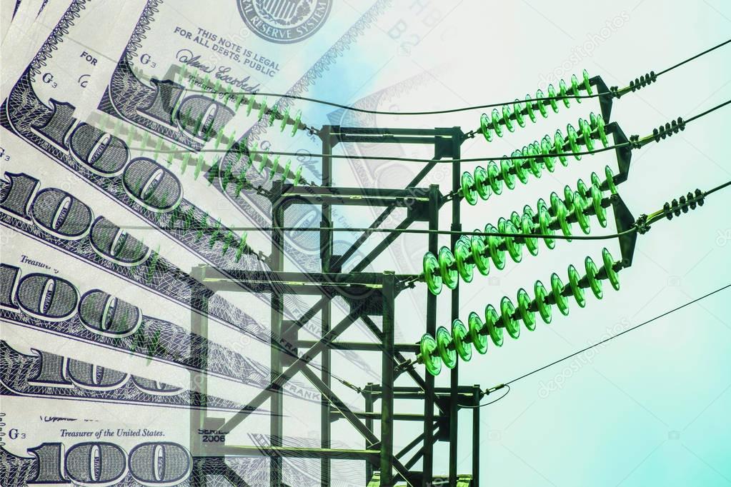 Electrical network on a background of money . 