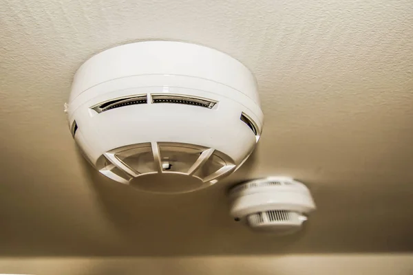 The fire detectors on the ceiling of the dwelling