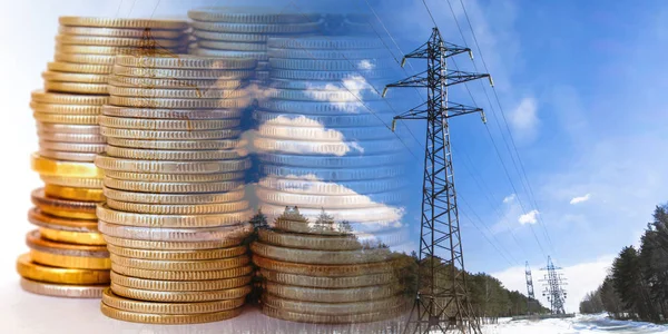 Elektriciteitsnet op een achtergrond van geld . — Stockfoto